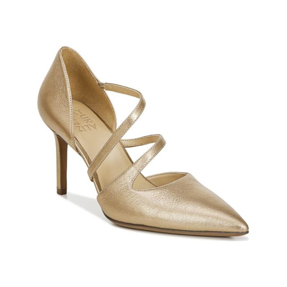 NATURALIZER SHOE Womens Gold Strap  Arielle Stiletto Slip On Leather Pumps 8 W